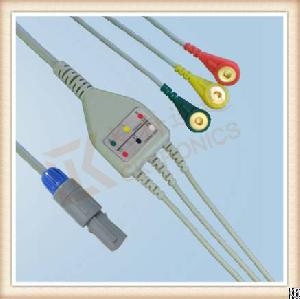 Creative 6 Pin One Piece Ecg Cable, Cable 3 Leads, Snap, Iec