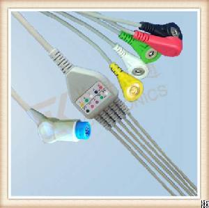 Df Mindray 12 Pin One Piece Ecg Cable, Cable 5 Leads, Snap, Iec