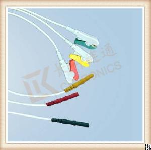 Din Style Safety Ecg Leadwires Cable 3 Leads, Grabber, Iec, L 0.6m Ck-e311-c3i