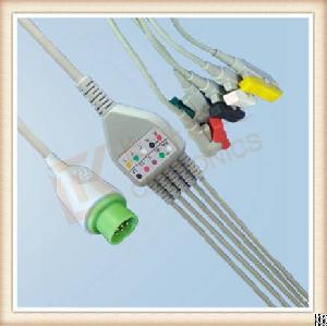 Fh Lt 12 Pin One Piece Ecg Cable, Cable 5 Leads, Grabber, Iec