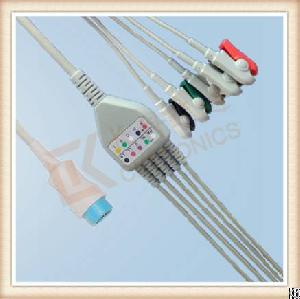 hb mb 6 pin ecg cable 5 leads grabber aha