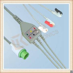 Lt 12 Pin One Piece Ecg Cable, Cable 3 Leads, Grabber, Aha