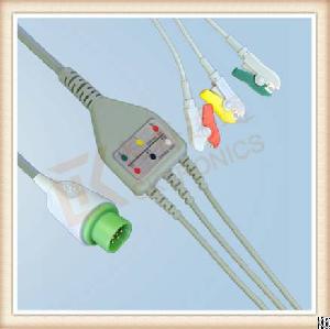 Lt 12 Pin One Piece Ecg Cable, Cable 3 Leads, Grabber, Iec