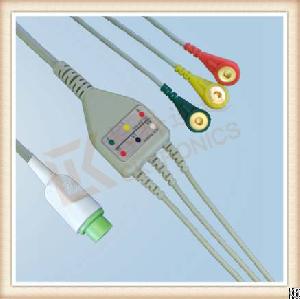 Lt 12 Pin One Piece Ecg Cable, Cable 3 Leads, Snap, Iec