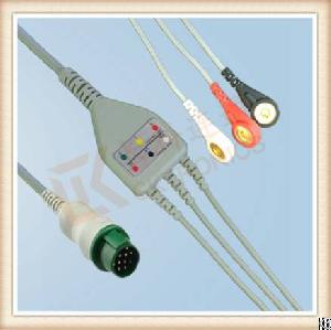 mindray 12 pin ecg cable t5 t8 3 leads snap aha