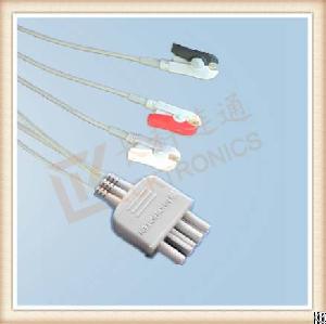 Nihon Kohden Ecg Leadwires, , Cable 3 Leads, Grabber, Aha, L 0.8m