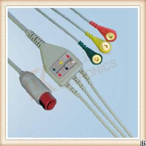 One Piece Ecg Cable, Cable 3 Leads, Snap, Iec