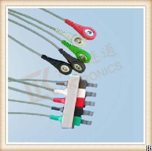 Philips Ecg Leadwires, Ck-e315-s5a, Cable 5 Leads, Snap, Aha, L 1m