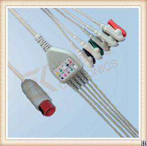 Qwes One Piece Ecg Cable, Cable 5 Leads, Grabber, Aha