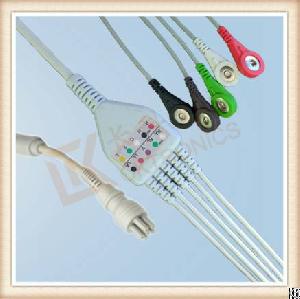 Weq Colin 6 Pin One Piece Ecg Cable Female, Cable 5 Leads, Snap, Aha