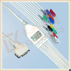 New Design Fukuda Denshi One Piece Ecg Cable 10 Leadwires Clip, Aha