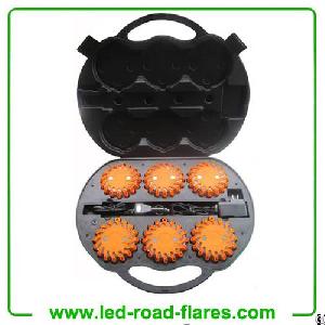 Six 6-pack Rechargeable Led Road Flares Amber Orange Led Light