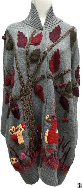 Cashmere Cardigan Women Sweater Intarsia