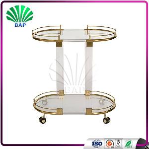 Luxury Asia Style Cart Metal Glass Trolley Room Serving Trolley