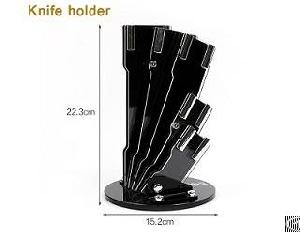 Stainless Steel 6pcs Kitchen Knife Set With Wooden Handle And Knife Block