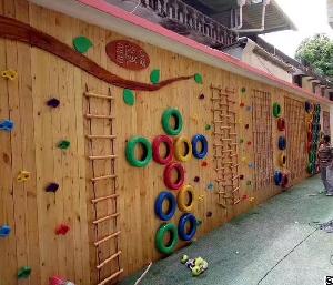 kindergarten children wooden tire outdoor climbing drill slide amusement equipment