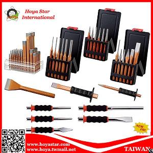 Taiwan Made Pinch / Taper / Center Punch And / Cold / Flat Chisel Set