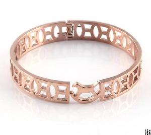 Shinny And Bright Polished Rose Gold Bangle Charm Cuff Bangle Great For Birthday Gift
