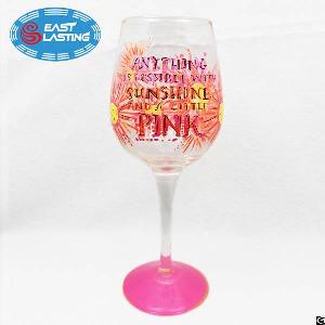 Decorative Themed Personalized Glass Long Stem Wine Glass