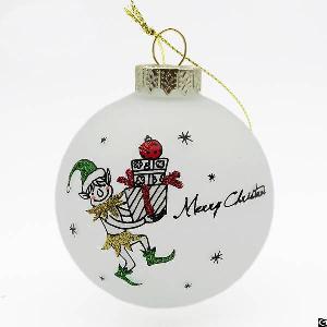 Matte Glass Christmas Tree Ornament Christmas Elf And Present