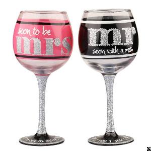 Wedding Favor Mr And Mrs Personalized Wine Glass Drinkware