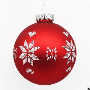 White Snowflake Red Glass Tree Ornament Glass Round Ball