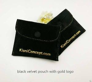 Black Velvet Jewelry Snap Pouch