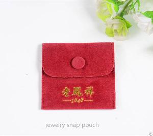 Velvet Jewelry Pouch With Flap Button