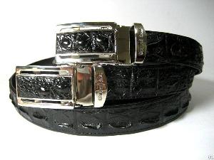 Genuine Hornback Crocodile Leather Belt For Men Black Mens Crocodile Skin Belt 45-47 Inches Long