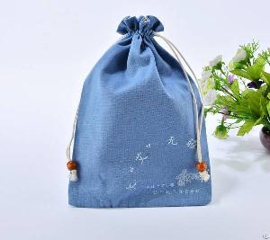 Double Cotton Drawstring Gift Bag With Vintage Beads