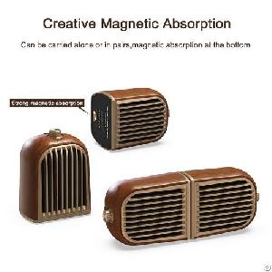 V8 Stereo Sound Twins Wood Texture Appearance Magnetic Speaker