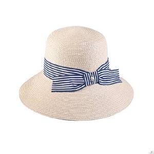 Paper Braid Bucket Hat With Bowknot