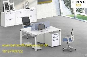 Two Person Face To Face Office Desk Workstation With Cabinet