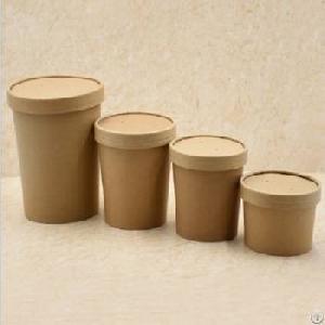 Kraft Soup Paper Cup With Lid