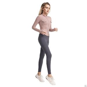Athletic Women Zipper Long Sleeve Yoga Gym Jacket Legging