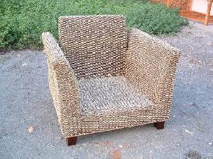 Rattan Armchair With Solid Wood Legs