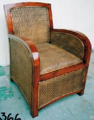 Rattan Armchair With Solidwood