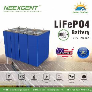 Neexgent Wholesale 3.2v 280ah Grade A Brand New Solar Energy Prismatic Cell Lithium Lifepo Lifepo4 3