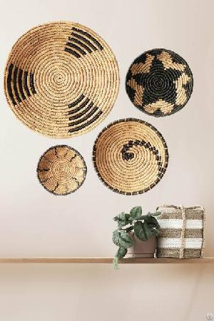 Patterned Seagrass Woven Basket Wall Decor Style 19 Made In Vietnam