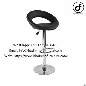 Black Hollow Seat Swivel Leather Bar Chair