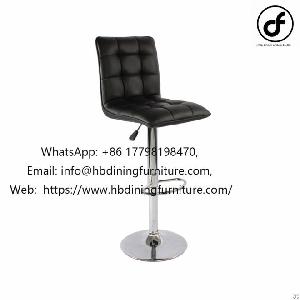 Black Nine-square Pu Rotating Leather Bar Chair