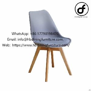 Home Gray Cushion Plastic Wooden Leg Armchair