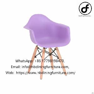 Purple Wooden Leg Plastic Armchair