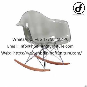 Simple Gray Translucent Plastic Rocking Armchair