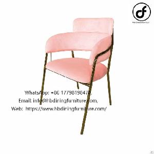 Velvet Armchair With Metal Legs And Backrest