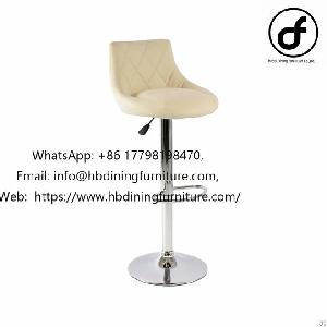 White Plaid Pu Swivel Leather Bar Chair