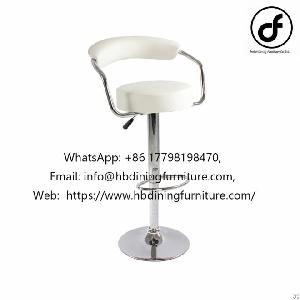 White Pu Seat Swivel Leather Bar Chair