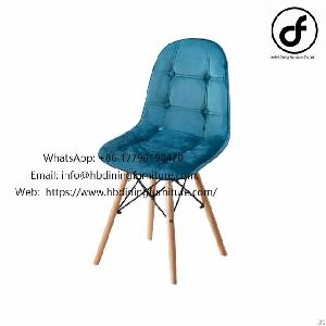Wooden Leg High Back Velvet Simple Dining Chair