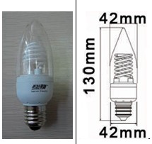 E26 Screw In Base, 5w Dimmable Candle Ccfl, 120v Ac. Warm White