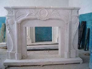 White Marble Fireplace Picture